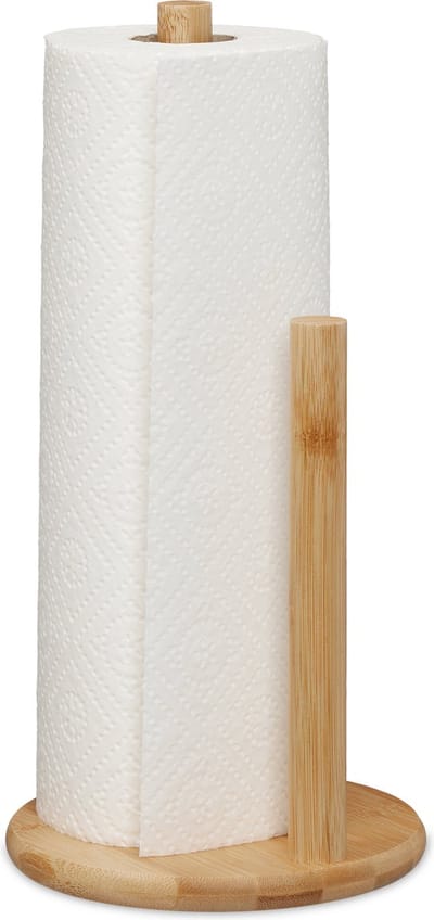 keukenrolhouder staand -bamboe - met stop - 28 x 14,5 cm - natuur