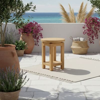 AXI Nomani Teak Kruk – 35 x 35 x 44,5 cm - Teakhouten Lage Barkruk voor Buiten – Compact en Stabiel – Geschikt voor Tuin en Terras