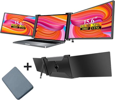 Portable Monitor Triple - Full HD - Geschikt Voor 15” / 18,1” Tri-Screen - Laptop Scherm Uitbreider - Inclusief Beschermhoes en Kabels
