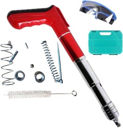 Luchtspijkermachine - Handmatige nagelmachine - Bevestigingsgereedschap - Massief koolstofstaal - 100 spijkers - Rood