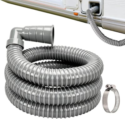 Rioolslang Camper - Afvoerleiding RV - Afvalwater Afvoeren - Lekvrije Verbinding - 4 meter - Grijs