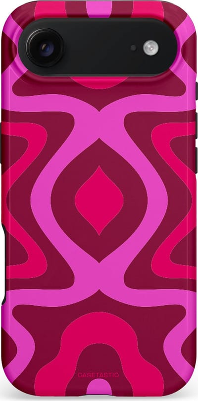 Casetastic hoesje geschikt voor Apple iPhone Air - MagSafe - Dubbellaagse bescherming - Retro golf - Fashion Case - Roze Bordeaux Wit