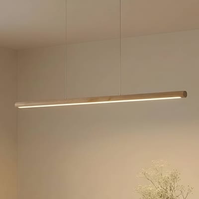 Lucande LED hanglamp Maruta, hout, balk, 120 cm, 3000K