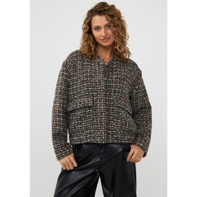 EsQualo Jacket Bomber Tweed Black Maat: 36 | Bomberjacks Outlet | Dames | Zwart