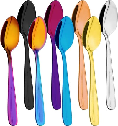 Set van 8 RVS Dessertlepels, Spiegelschoon, Vaatwasmachinebestendig, Ideaal voor IJsdranken, Milkshakes en Toetjes