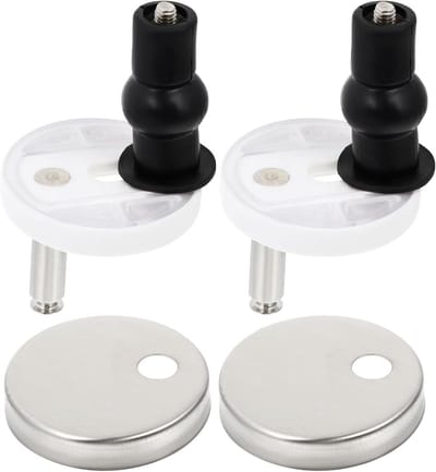 Toiletzitting Bevestigingsset - Scharnieren Toiletbril - Toilet Reparatie - Roestvrijstalen Constructie - 7.5x4.3x4.3 cm - Zwart