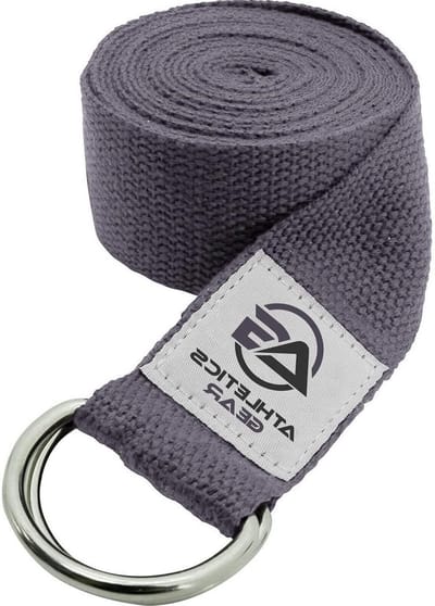 Yoga Riem - Stretch Band - Flexibiliteit Vergroten - Anti-slip D-ring - 180 x 3.8 cm - Grijs