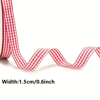 10 Yards Rood en Wit Geruite Lint - Decoratief Lint met een Geruite Strik, Geschikt voor Cadeauverpakking, Knutselen, Feestdecoraties