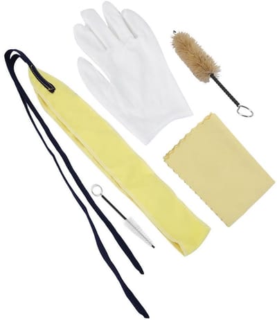 JHUBERS- Trompetreinigingsborstelset Compleet Onderhoudsset - Onderhoudsgereedschap - Accessoires - Katoen/Flanel - Afmeting 70-180 cm - Inclusief Handschoen