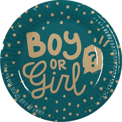 Boland - Set 10 papieren bordjes 'Boy or girl?' - Geen thema - Babyshower - Gender reveal
