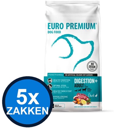 5x Euro-Premium - Adult Digestion+ - Hondenvoer Droogvoer - 2 kg