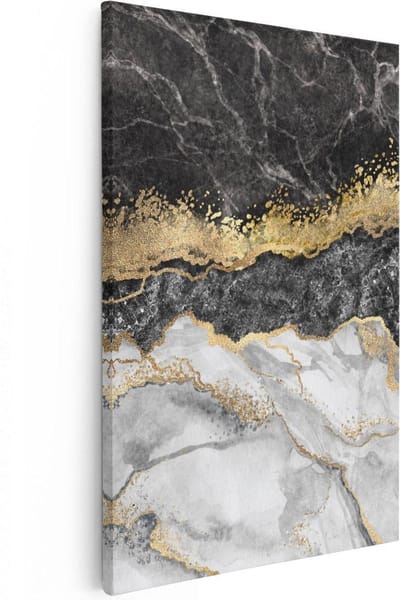 Artaza Canvas Schilderij Marmer Goud - 20x30 cm - Klein - Wanddecoratie Abstract - Muurdecoratie Woonkamer - Kamer Accessoires