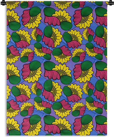 Wandkleed - Wanddoek - Bloemen - Patroon - Afrika - 150x200 cm - Wandtapijt