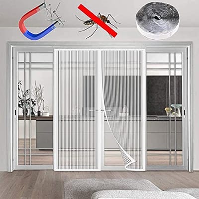 Magnetische Hordeur - Vliegendeur Gordijn - Insecten Buiten Houden - Stille Magneet Sluiting - Standaard Maat - Wit