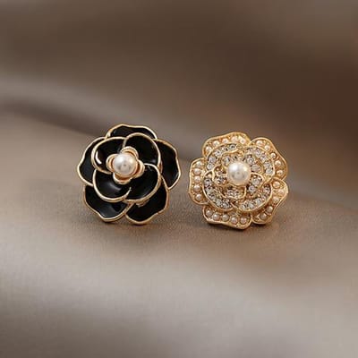 Elegante Dames Meisjes Camellia Parel Oorbellen Trendy Bloem Klassiek Oorbel Mode Dame Bruiloft Feest Sieraden Stud Oorbellen Cadeau gray