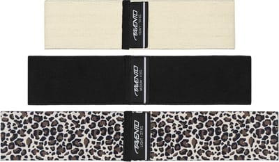 Avento Weerstandsbanden Set - 3 Stuks- Booty Band - Resistance Band - Katoen - Leopard/beige/zwart