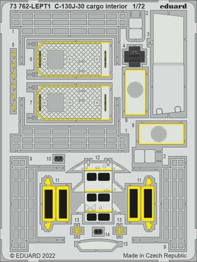 Eduard Modelbouwdecoratie - 73762 Cargo interior for C-130J-30 - Photo-etch