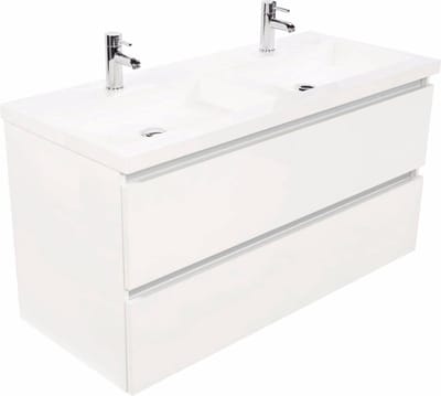 Saqu Gaia Badkamermeubel Set - 120x52 cm - Voorgemonteerd - Wit - Wastafelmeubel - Badmeubel