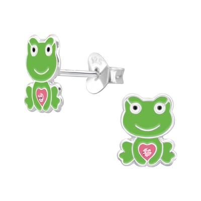 Princess Oorbellen Frog Lady - 925 Zilver E-Coating- Kikker - 9x10mm