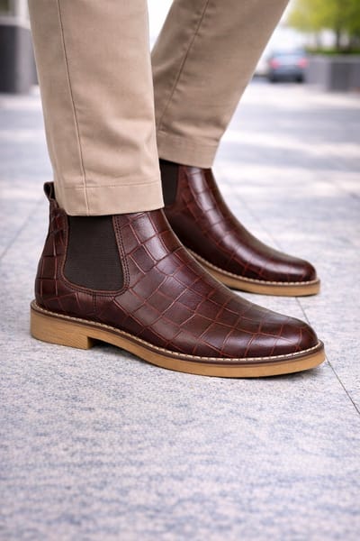 Leren schoenen- Heren Laarzen- Chelsea boots- Heren schoenen- Exclusief Stoere Mannen laarzen- Enkellaarsje 505- Leather- Bordeaux- Maat 40