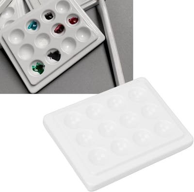 Dailygoods- Verfpalet Porselein - 12 Wells - Aquarel/Nail Art - Schildergereedschap - Herbruikbaar/Duurzaam - Met Deksel - Schilderpalet