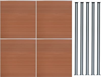 Composiet schuttingpaneel set - bruin - 185x699cm - zonne-led
