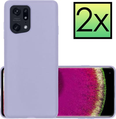 Hoesje - 2 Stuks - Geschikt voor OPPO Find X5 - Sterk & Shockproof - Case Siliconen - Back Cover - Telefoon Hoes - Lila