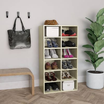 vidaXL - Schoenenrek - 54x34x100,5 - cm - bewerkt - hout - sonoma - eikenkleurig