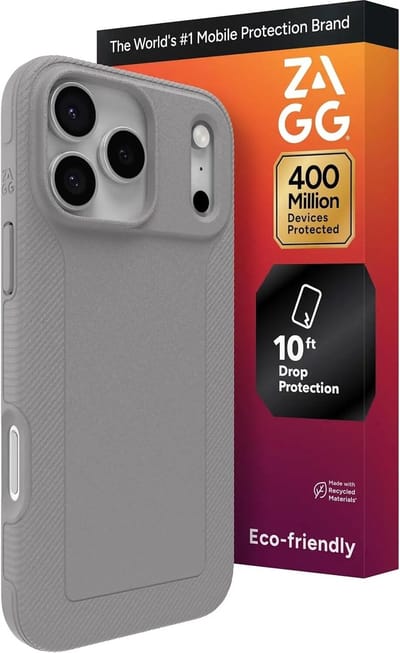 ZAGG Luxe Snap Hoesje Geschikt voor Apple iPhone 17 Pro Max - Graphene Back Cover Compatibel met MagSafe / Qi2 - 3M Valbescherming - Gerecycled Materiaal - Grijs