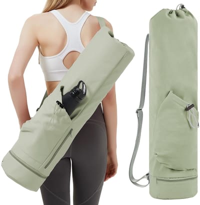 1 stuk - Yogamattas - Sporttas - Multifunctionele reistas - Handtas - Multifunctionele opbergtas voor yogamat - Inclusief vak voor waterfles en vakje voor vochtige doekjes aan de onderkant (groen)