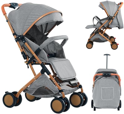 Jessi Store - Buggy - Kinderwagen - Buggy inklapbaar - Verstelbaar - Zonnekap - Opbergmand - Tot 20 kg - Grijs - 71x45x98cm