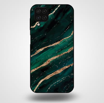 Smartphonica Telefoonhoesje voor Samsung Galaxy A12 met marmer opdruk - TPU backcover case marble design - Groen Goud geschikt voor Samsung Galaxy A12