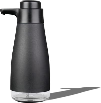 Famanu – RVS zeepdispenser 450 ml – handmatige pomp – vaatzeep/afwasmiddel dispenser – zwart – voor keuken