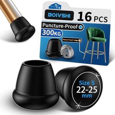 Kleine ronde metalen stoelpootdoppen Ø 22 - 25 mm - Vloerbeschermers voor stoelen - 16 stuks - Zwart