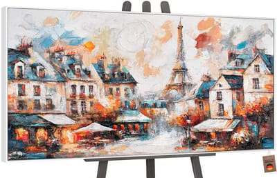 Canvas schilderij handgeschilderd the coziness of paris abstract – YS-Art Gallery – Luxe wanddecoratie voor woonkamer – Modern schilderij voor slaapkamer en hal