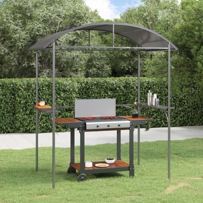 vidaXL - Barbecuepaviljoen - met - zijplanken - 220x115x230 - cm - staal - antraciet