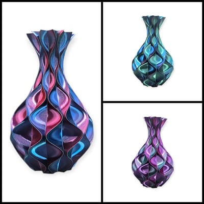 Layerzz - Vaas Wave Elegance - 3-D print - voor droogbloemen en zijdebloemen - modern - kleurrijk - Aurora(LIMITED EDITION)