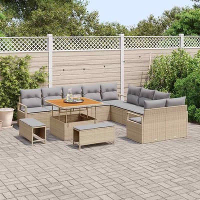 vidaXL - Tuinbank - Set - 13 - st - Beige - poly - rattan