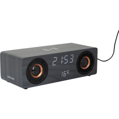 Karlsson - Wekker Classic BT Speaker Radio w. Phone Charger - Zwart