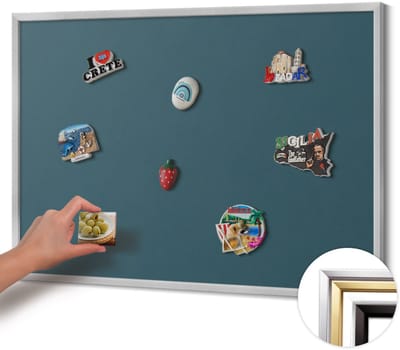 Wallfluent - Maritiem Magneetbord Met Effen Achtergrond - 100 cm x 70 cm - Magneetbord met Zilveren Frame - Donkerblauwe kleur - Magnetisch Bord Muurbevestiging - Magnetisch Wandbord - Memobord voor Keuken