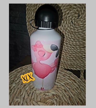 Bedrukte bidon met flamingo`s, Bidon, Bedrukte drinkfles met flamingo`s, Flamingo, Bedrukte fles, XLX®
