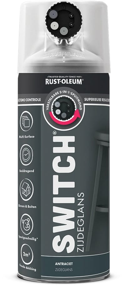 Rust-Oleum Switch Spuitbus Verf Zijdeglans 400ml - Antraciet