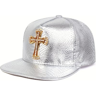 Unisex Cross Label Python Patroon Leer Hip-Hop Hoeden Lente Herfst Buiten Verstelbaar Casual Baseballpetten Zonbescherming Hoed white
