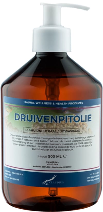 Druivenpitolie 500 ml met witte pomp - 100% natuurlijk - biologisch en koud geperst