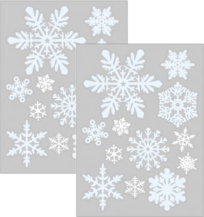 Anna's Collection Kerst raamstickers sneeuwvlokken - 2x - vel van 34 x 28 cm - raamdecoratie - raamversiering