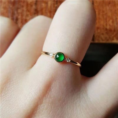 Natuurlijke Groene Chalcedoon Ronde Mini Ringen Voor Vrouwen Minimalistisch Ontwerp Klassieke Charme Feest Nieuw In Sieraden Verstelbaar resizable black