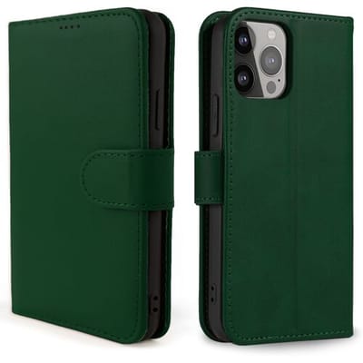 Coverzs telefoonhoesje geschikt voor Apple iPhone 13 Pro Bookcase hoesje - Walletcase flipcase shockproof hoesje pasjeshouder - Groen