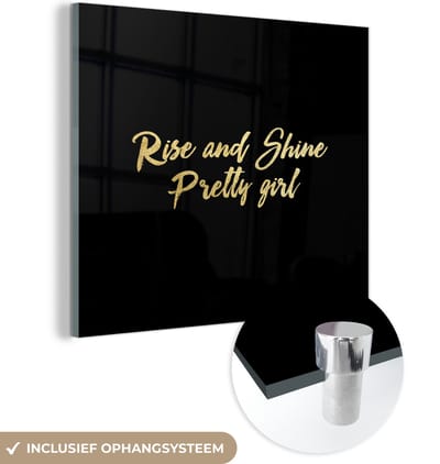 MuchoWow® Glasschilderij 50x50 cm - Schilderij acrylglas - Quote - Zelfvertrouwen - Black and gold - Foto op glas - Schilderijen