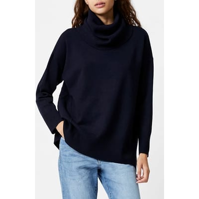 French Connection Babysoft Rib Cowlneck Jumper Blackberry Size: XXS | Knitted Sweaters Outlet | Dames | Zwart