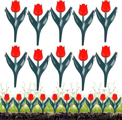 Landschapsranden Set - Tuinranden Bloembakken - Tuin Decoratie - Bloemvormig Ontwerp - 10 Stuks - Rood